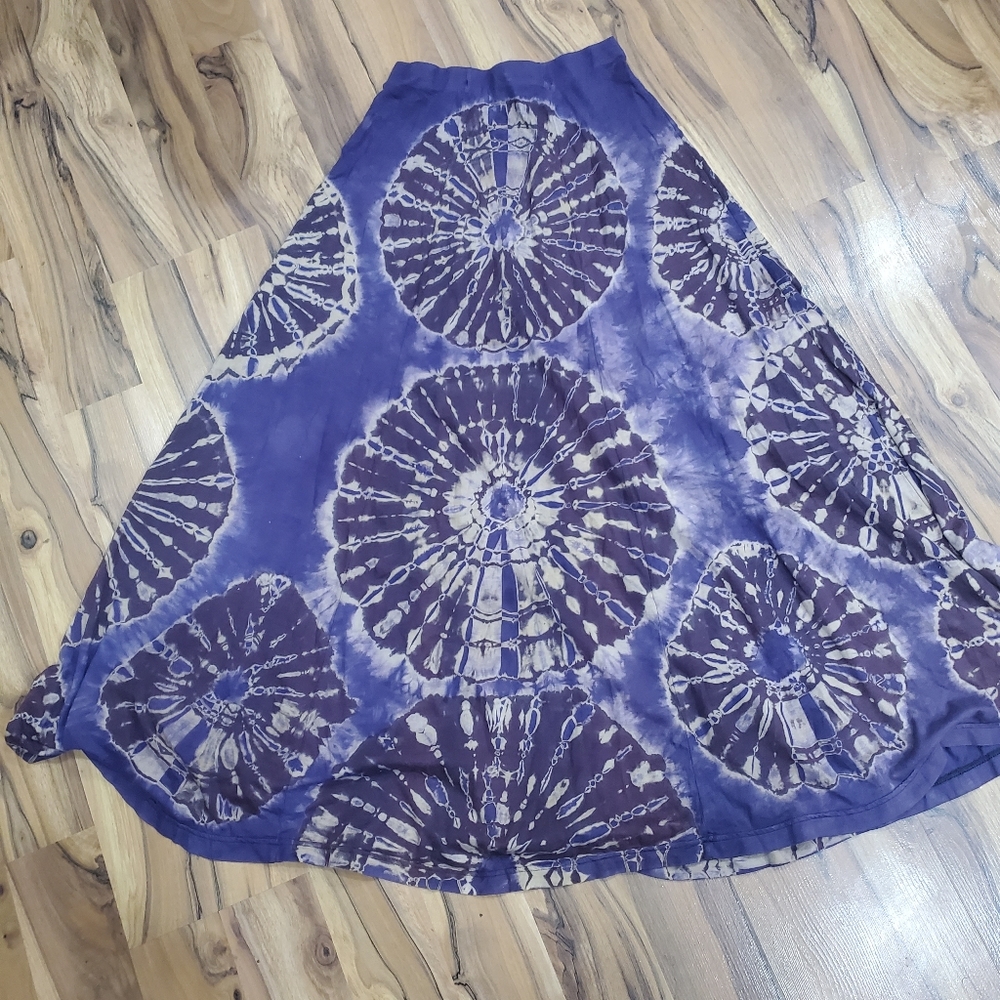 Indigo/Purple Tie Dye Boho Maxie Skirt size S